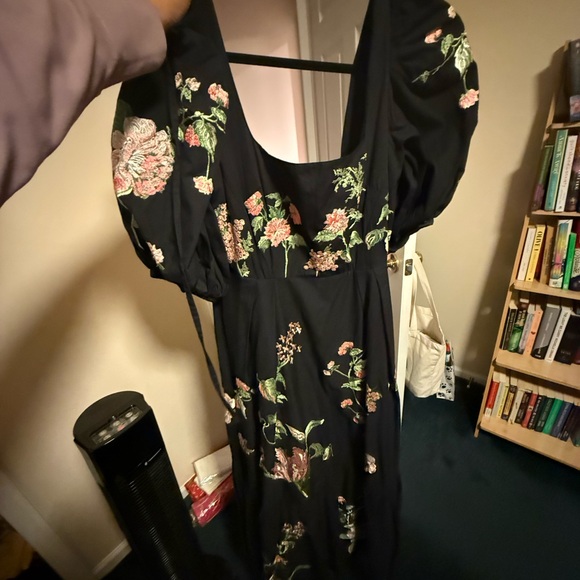 ASOS Black Dress with Pink Floral Design - Picture 1 of 4